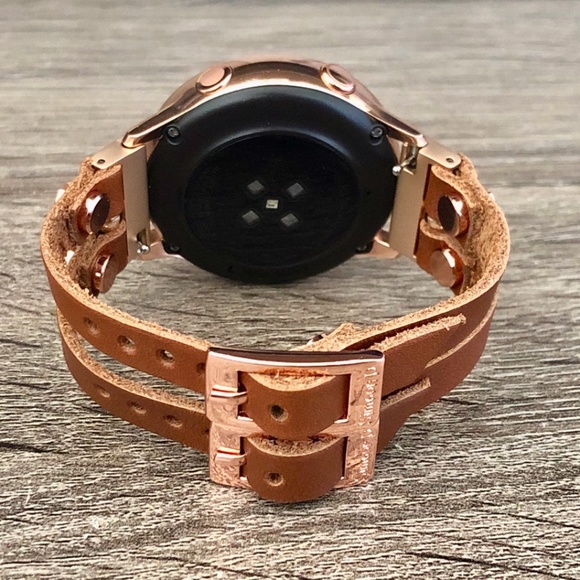 Double Strap Brown Leather Galaxy 42mm Watch Band main image 9
